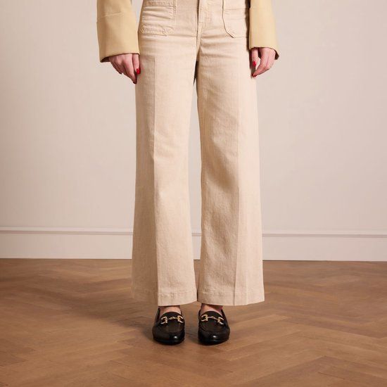 No Stress - Dames - Zwarte leren loafers met gouden chain - Maat 41