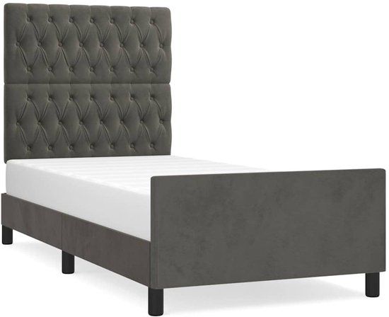 vidaXL Bedframe - zonder matras - 90x200 cm - fluweel - donkergrijs