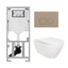 Geberit QeramiQ Salina Toiletset - rimless - Geberit inbouwreservoir - diepspoel wandcloset - softclose - quickrelease - bedieningsplaat taupe - ronde knoppen - wit