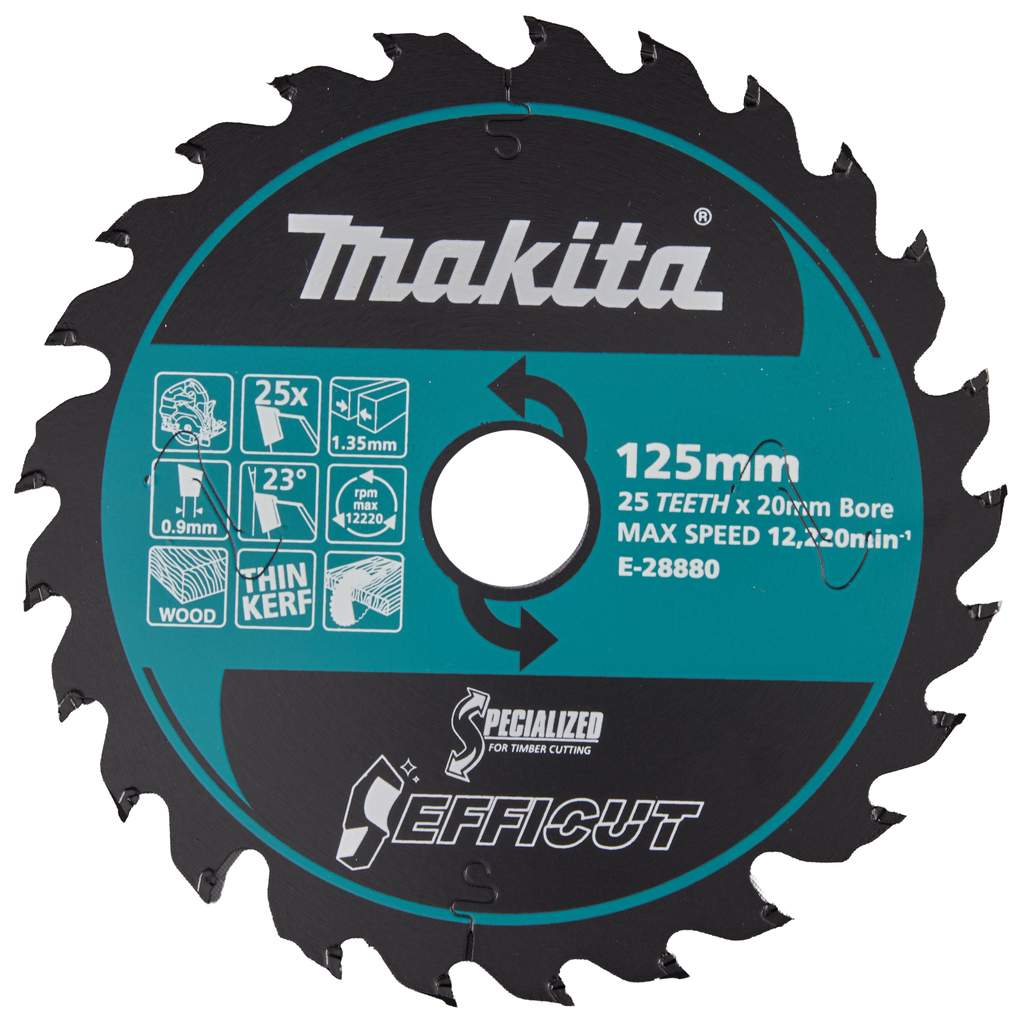 Makita E-28880 Cirkelzaagblad hout | Efficut | 125 x 20 mm | 25-tands