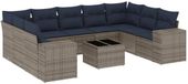 vidaXL ensemble de salon de jardin 10 pièces avec coussins, gris, polyrotin