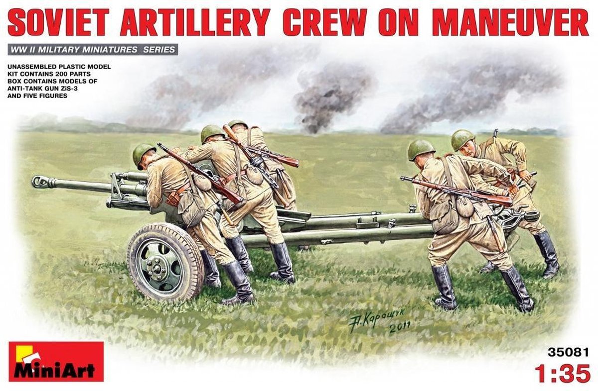 MiniArt 1:35 Schaal "Sovjet-Artillerie bemanning op manoeuvre" Plastic Model Kit