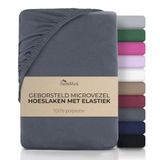 NatureMark Hoeslaken van geborsteld microvezel – Ultra zacht, ademend & hypoallergeen – Sneldrogend, onderhoudsvriendelijk – Elastische pasvorm – 90 x 200 cm Antracietgrijs