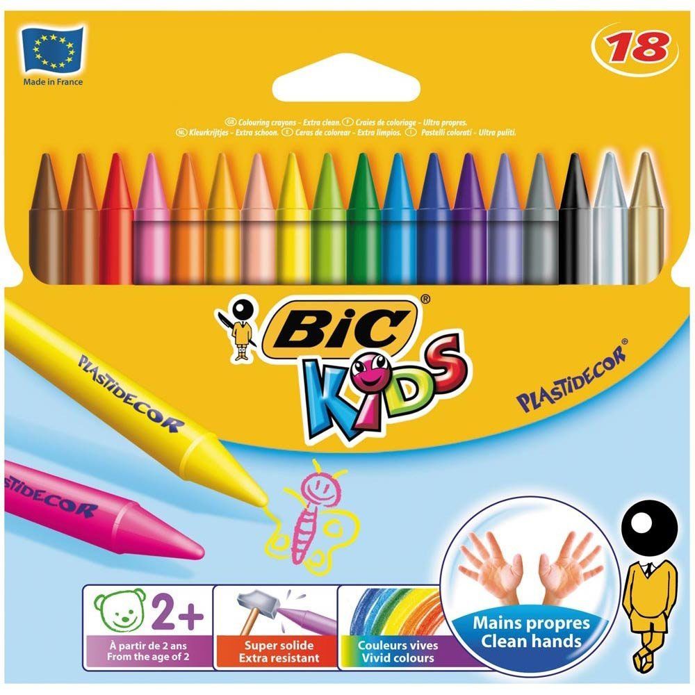BIC Plastidecor waskrijt - 18 stuks - Multi kleur