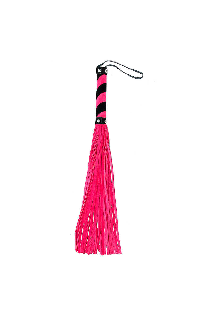 Rimba Leren flogger met 36 strengen roze