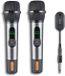 NGS Singer Star Duo - 2 stuks 2,4 GHz dynamische draadloze microfoons, 30 uur batterijduur, volumeregeling en echocontrole, batterijindicator, 3,5 mm en 6,3 mm jackstekker, karaoke en evenementen