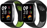 kwmobile 2x horlogebandjes geschikt voor Xiaomi Redmi Watch 3 Active bandje - Smartwatch bandjes van TPU - Activity tracker horloge band in zwart / grijs / zwart / groen