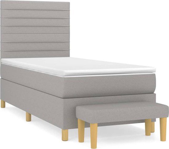 vidaXL Boxspring met matras stof lichtgrijs 90x190 cm