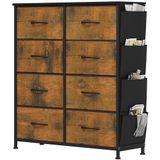 YITAHOME Ladekast met 8 laden voor slaapkamer, stoffen dressoir, opbergladen met handgrepen, metalen frame voor woonkamer, hal, rotte houtnerf