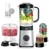Mixeur 5-en-1, 500 W, 2 vitesses + fonction pulse, 4 accessoires, 3 lames