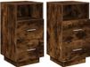 vidaXL Tables de chevet - 2 pièces - avec 2 tiroirs - 36x36x68 cm - couleur chêne fumé
