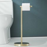SHUNLI Toiletrolhouder, vrijstaande toiletrolhouder, toiletrolhouder voor badkamer, keuken, geborsteld goud/SUS304 roestvrij staal