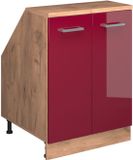 Vicco Rion Kast voor schuine wand – 60 x 81.6 cm met 2 deuren, kastromp 60 cm diepte Rode hoogglans
