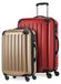 HAUPTSTADTKOFFER Alex - 2-delige kofferset harde schaal glanzend, middelgrote koffer 65 cm + handbagage 55 cm, 74 + 42 liter, TSA, rood-champagne
