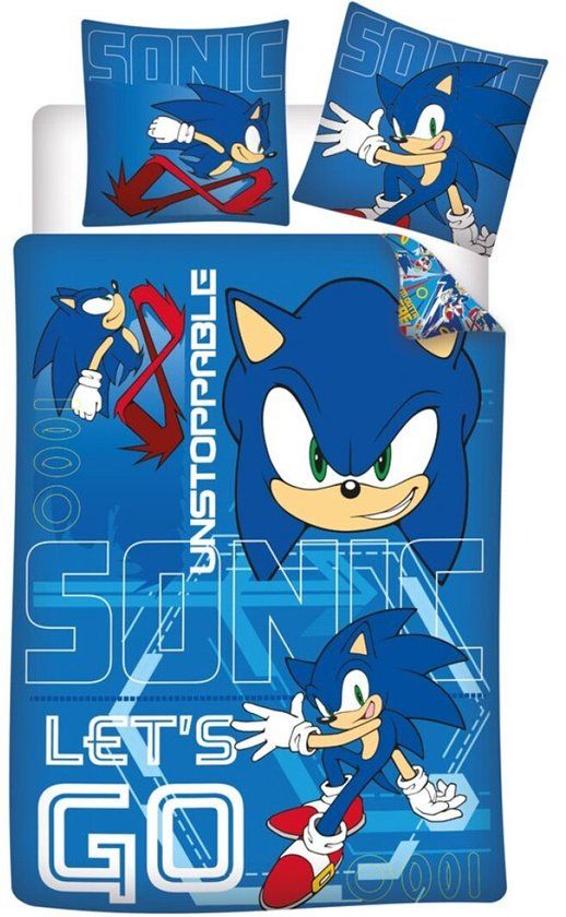 4KidsOnly Sonic Dekbedovertrek Lets Go - Blauw - 140 x 200 cm
