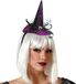 Atosa Halloween heksenhoed - mini hoedje op diadeem - zwart/paars