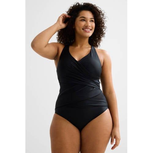 BEACHWAVE Curve corrigerend badpak met mesh zwart
