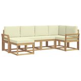 vidaXL Buiten bankenset 6 st Wit en crèmekleurig Polyester