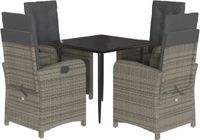 vidaXL 5-delige tuinset met kussens, polyrattan, grijs