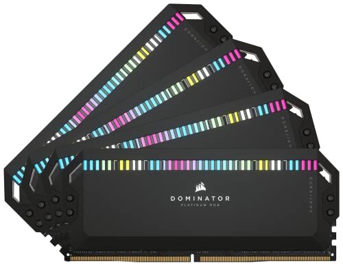 Corsair DOMINATOR PLATINUM RGB DDR5 64GB (4x16GB) 5600MHz C36 Intel-Geoptimaliseerd Desktopgeheugen (Onboard Spanningsregeling, Gepatenteerde DHX-Koeling, 12 CAPELLIX RGB LEDs) Zwart