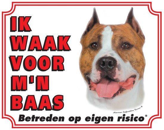 Stickerkoning Waakbord 25 American Staffordshire Terrier 20x25cm