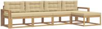 vidaXL - Buiten - bank - set - 5 - zitplekken - Wit - en - Beige - Polyester