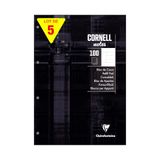 Clairefontaine 58198Cpack Pak met 5 Cursusblokken "CORNELL notes" Gelijmd Perforeerd Zwart - A4 21x29,7 cm - 200 Pagina’s Gelijnd - Wit Papier 90 g - Gecoate Kartonnen Omslag