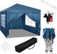 Sans marque Tente pop-up - Tente de jardin - Pour camping - Tente de réception pop-up - 4 piquets - Côté ouvert - Bleu