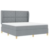 vidaXL Boxspringbed met hoofdeinde Lichtgrijs 200 x 180 cm Stof