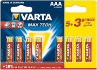 Varta Max Tech AAA alkaline batterijen (8 stuks)