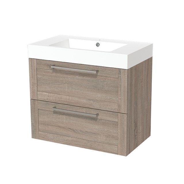 Maxaro Badkamermeubel 80cm Modulo Eiken 2 Lades Mineraalmarmer 6095816769764