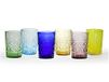 H&H Set van 6 glazen, biezen, gekleurd glas, gesorteerd, 26 cl