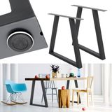 ECD Germany 2x Tafelpoten Trapezium Design 60x72 cm Antraciet Gepoedercoat Stalen Onderstel Eettafel en Bureau