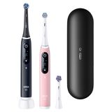 Oral-B iO 6 Elektrische Tandenborstel Dubbelpak - Zwart en Roze - 3 Opzetborstels - Premium Reisetui