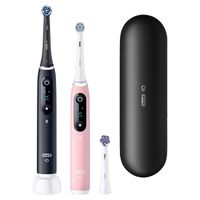 Oral-B iO 6 Elektrische Tandenborstel Dubbelpak - Zwart en Roze - 3 Opzetborstels - Premium Reisetui