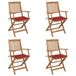 VidaXL Chaise de jardin Assise capitonnée Bois d'acacia Rouge