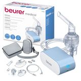 Beurer IH 60 Inhalator, vernevelaar, stille en draagbare inhalator met oplaadbare batterij, met compressor persluchttechnologie bij verkoudheid, astma en andere aandoeningen aan de luchtwegen, blauw