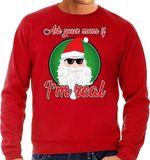 Bellatio Decorations Shoppartners Bv Foute Kersttrui / sweater - ask your mom í am real - rood voor heren - kerstkleding / kerst outfit S