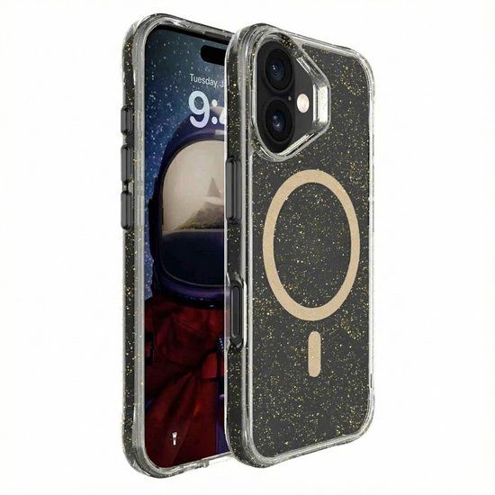 imoshion Hoesje - Geschikt voor Apple iPhone 16 - Glitter Backcover geschikt voor MagSafe 2.0 - Goud