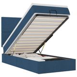 vidaXL Ottoman Bed with Mattress and LEDs, Blue, 90x190cm, Fabric