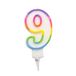 Homéa Birthday Candle Number 9 with Plastic Holder, H 7.8 cm, Multicolored