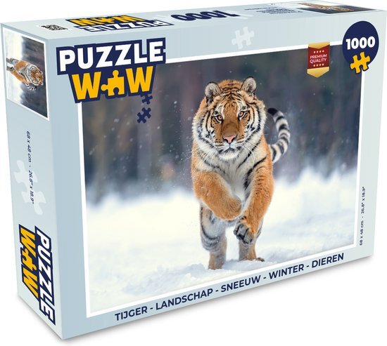 MuchoWow Puzzel Tijger - Landschap - Sneeuw - Winter - Dieren - Legpuzzel - Puzzel 1000 stukjes volwassenen - Sinterklaas cadeautjes - Sinterklaas voor grote kinderen