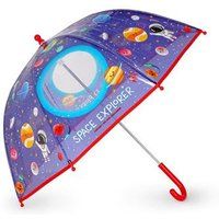 Legami - Paraplu voor kinderen, Dancin' In The Rain, thema ruimte, winddichte structuur, handmatig openen, stoffen sluiting met naamveld, haakgreep, 73 x 65 cm, Blauw, S