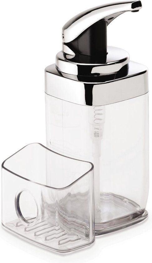 Simplehuman Zeeppomp Vierkant 650ml met Rekje - Zilver