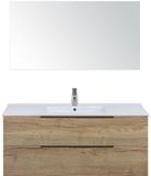 BES LED Seville Badmeubelset 120 cm - 2 Laden Natuur Eiken Edge - Wastafel Enjoy Enkel met Spiegel