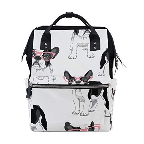 MONTOJ Bulldog met bril Canvas Rugzak Travel Campus Rugzak