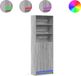 vidaXL Armoire haute avec éclairage LED, Sonoma gris, 69x32,5x200 cm