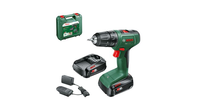 Bosch Easy Drill 18V-40 Cordless Drill/Driver - 1630 RPM, Keyless Chuck, Black/Green