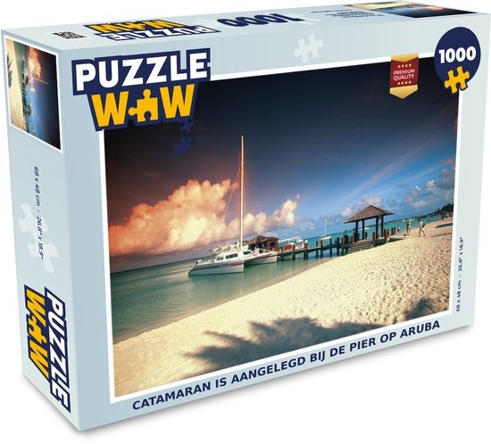 MuchoWow Puzzel Catamaran is aangelegd bij de pier op Aruba - Legpuzzel - Puzzel 1000 stukjes volwassenen