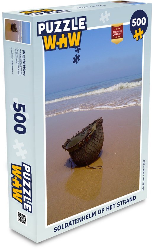 MuchoWow Puzzel Soldatenhelm op het strand - Legpuzzel - Puzzel 500 stukjes